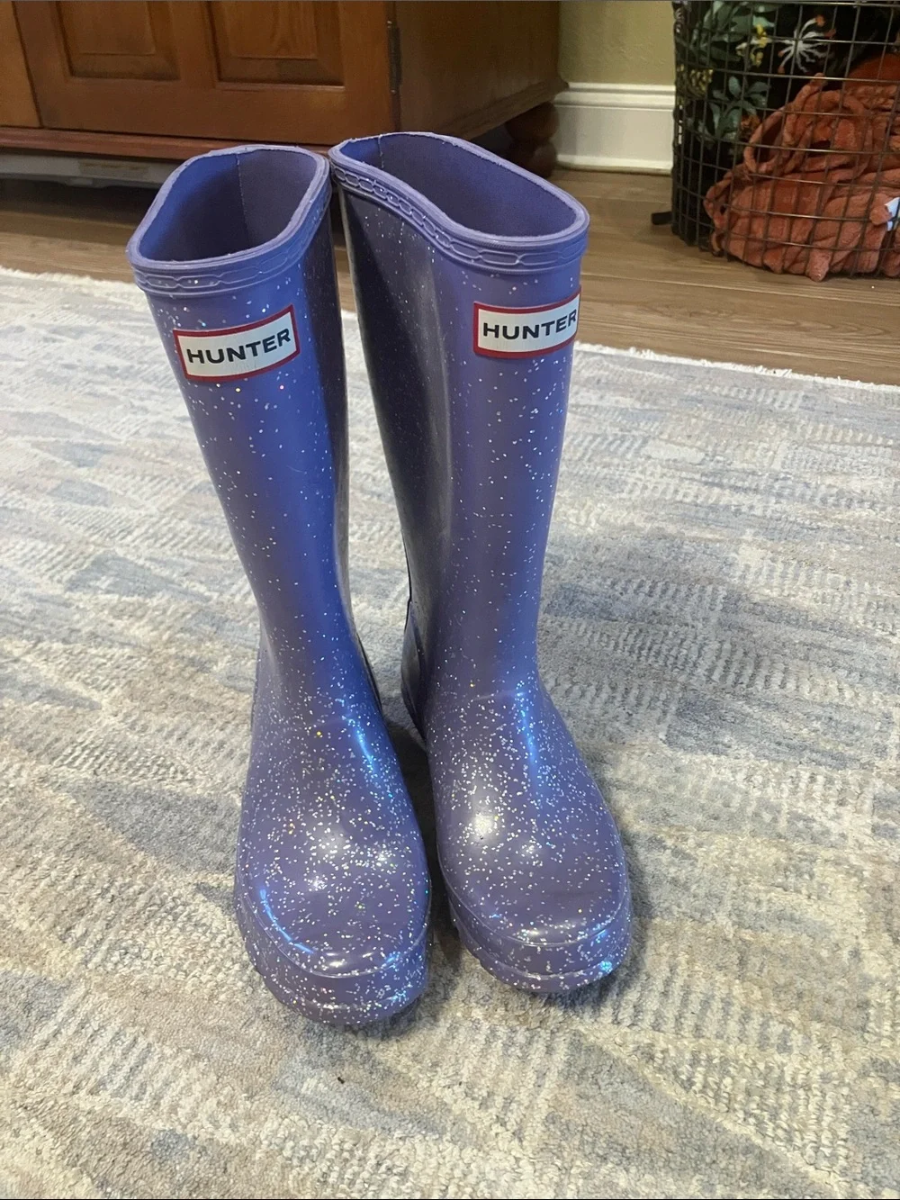 Hunter Kids First Giant Glitter Rain Boots in Purple Burst
